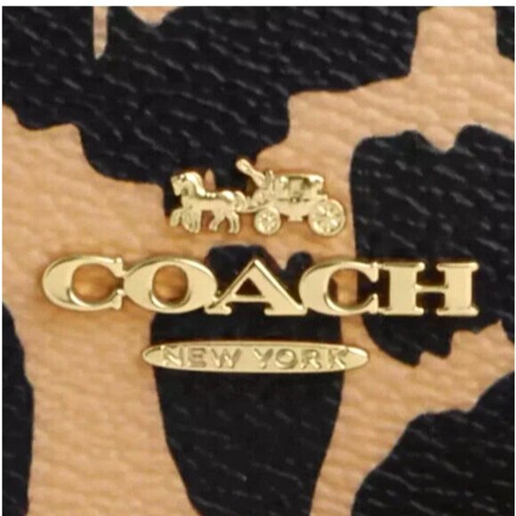 New Coach CX151 Mini Wallet on Chain Leopard Multi Animal Print - Picture 4 of 7